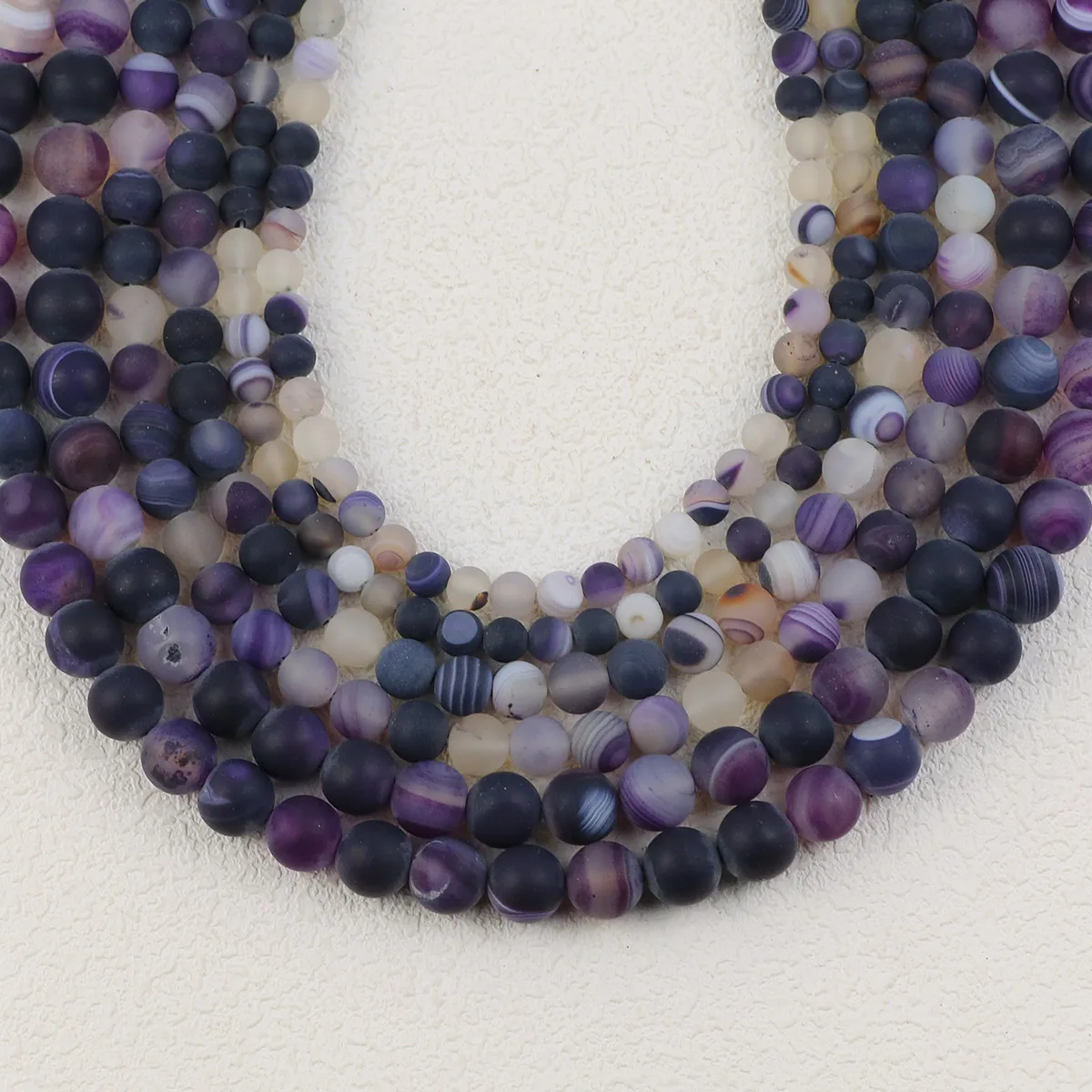 6 8 10 mm Perlen matt violett gestreift gebändert Karneol Naturstein lila rund lose Schmuck Armband Zubehör Herstellung DIY