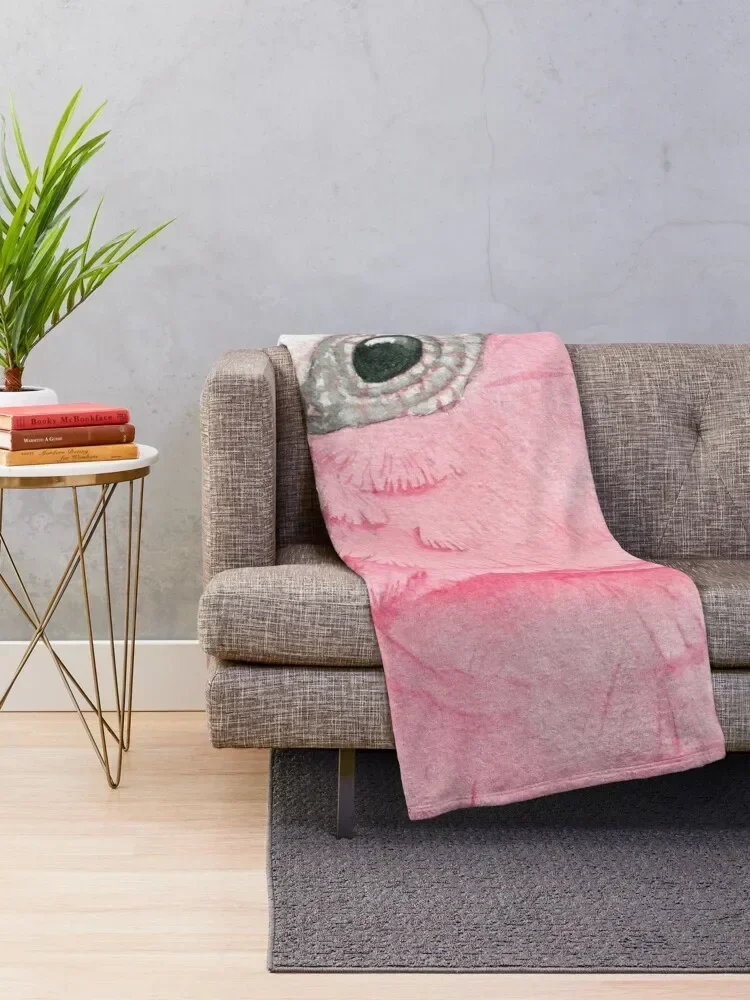 Watercolor Galah pink cockatoo watercolor portrait Throw Blanket Winter beds wednesday Decoratives Sofa Blankets