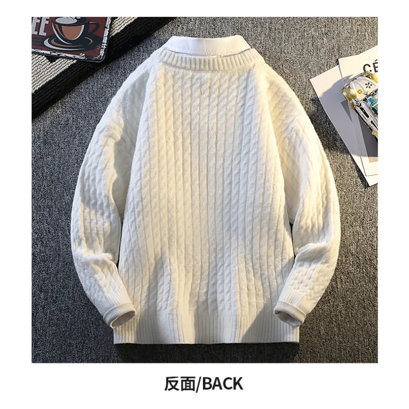 Fake Two-piece Shirt Sweater Pullover Spliced   long-sleeved Casual Fashion Top