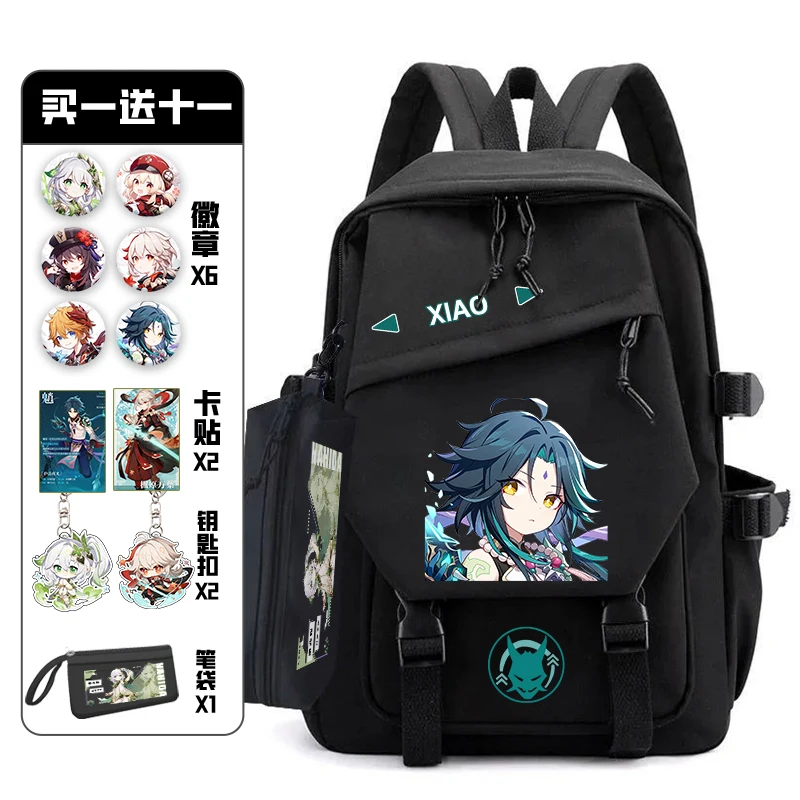 

Anime Genshin Impact with Pain Pack Badge Set Backpack Pencil Box Teenager Schoolbag Student Girl Boy Book Travel Bag