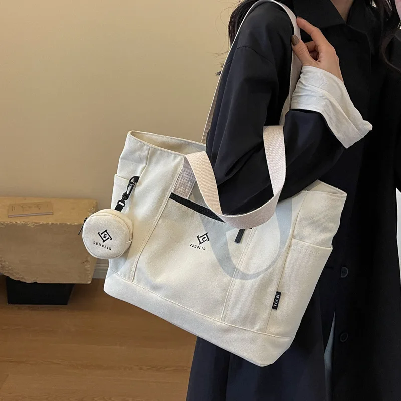 

Casual And Stylish Shoulder Bag For Women, Versatile Large Capacity Canvas Tote Bag, Perfect For Daily Commute,