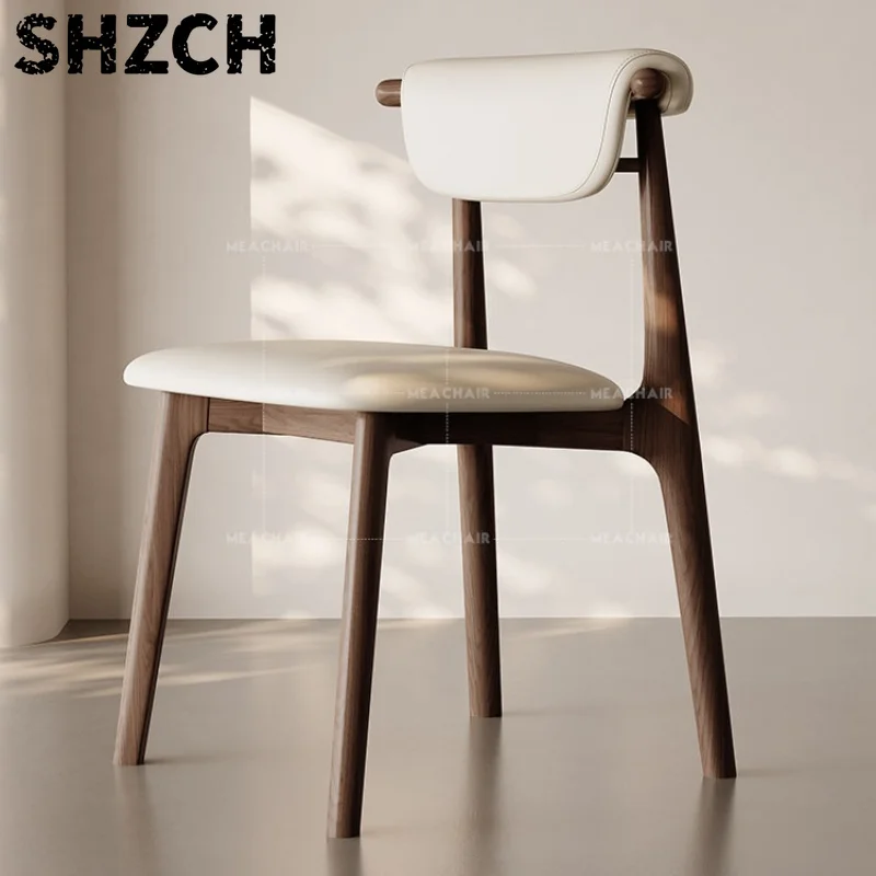 Nordic Solid Wood Dining Chair Stackable Home Leisure Comfortable Wide Seat Easy Clean Wear Resistant for Restaurant Commercial