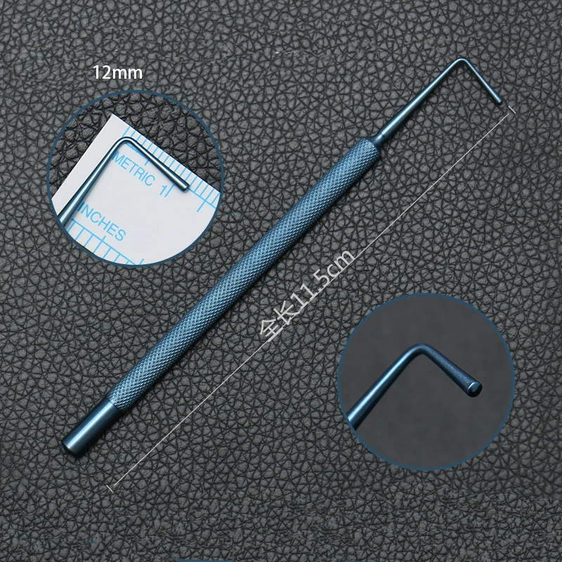 Ophthalmic Strabismus Pull Hook, cabeça redonda, nenhum furo, 6mm, 8mm, 10mm, 12mm