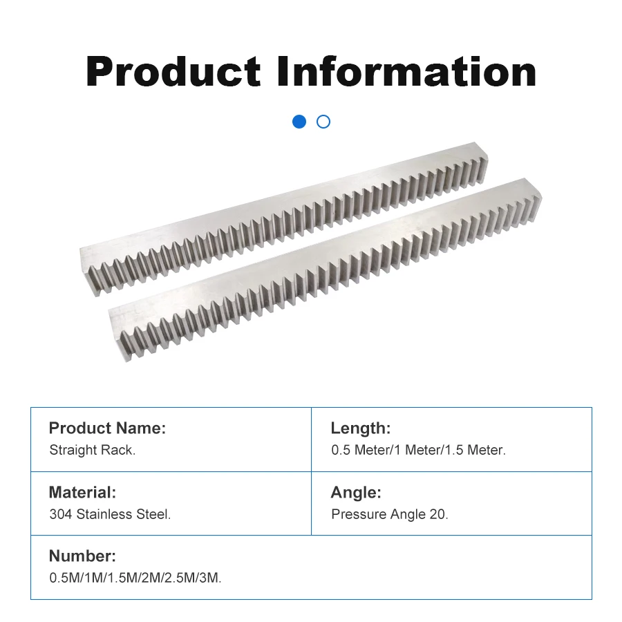 1 Set 304 in acciaio inox Rack Rail Spur Gear Rack dritto 1 modulo 20 denti foro 6-10mm pignone parti CNC possono essere personalizzate