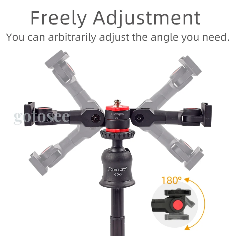 

XILETU CG-1 Universal Magic Arm Adjustable Dual Cold Shoe Brackets Articulated Arm Fill Light Microphone Phone Camera Accessory