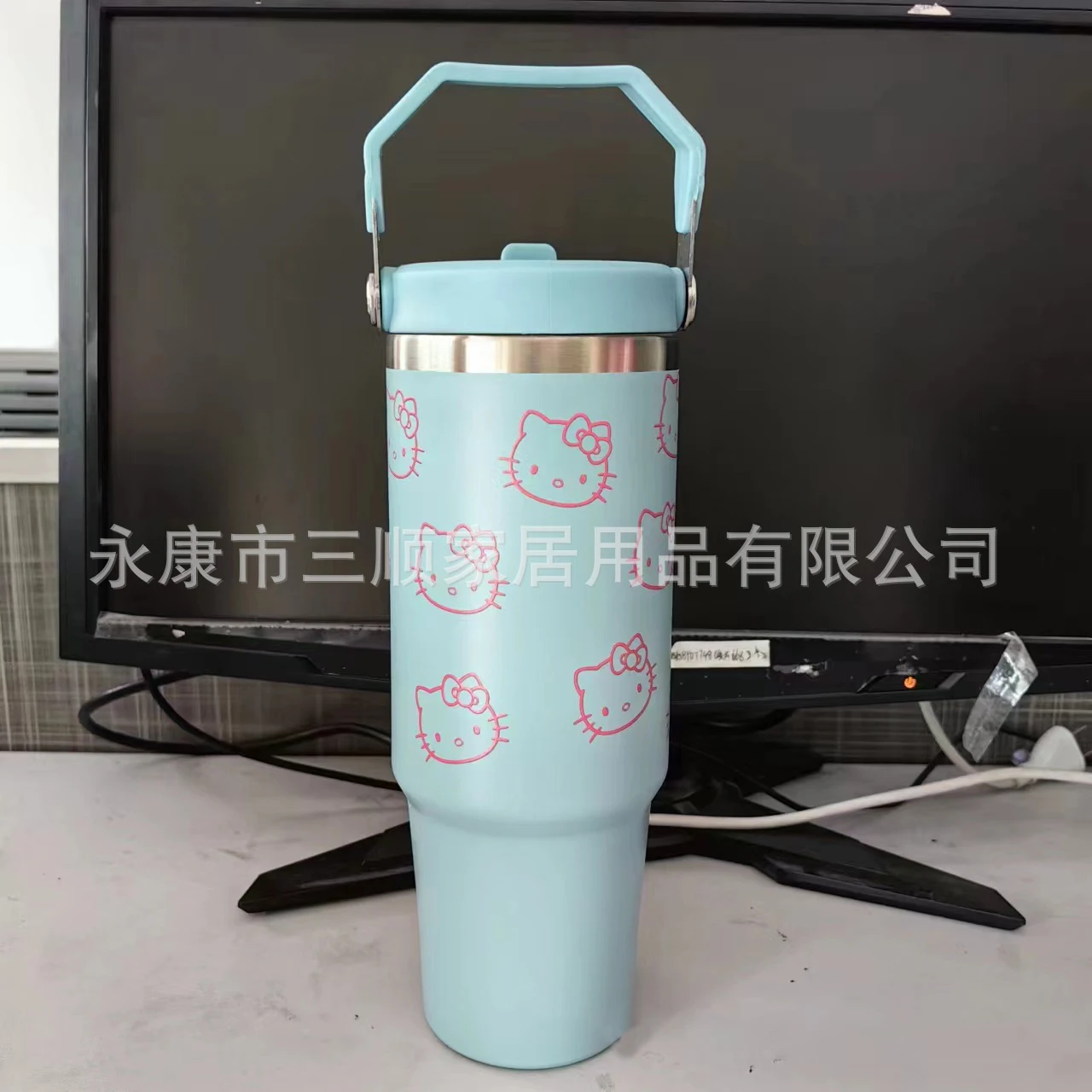 30oz Sanrio Hello Kitty Stainless Steel Insulated Mug With Handle Portable Cup Large Capacity Thermos Drinks Coke Coffee Mug