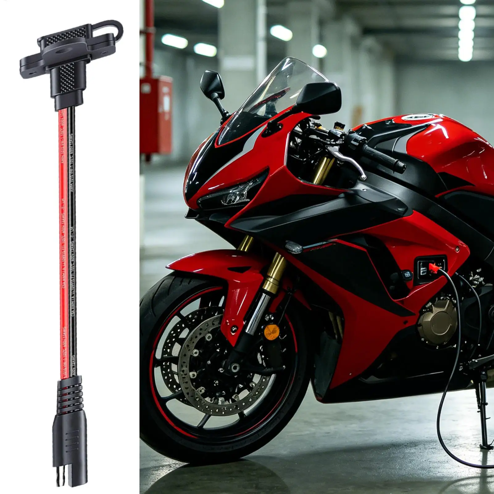 Motorcycle Battery Charger Bracket Port Copper Wire Waterproof with Screws Motorcycle Battery Charger Bracket Port Mount
