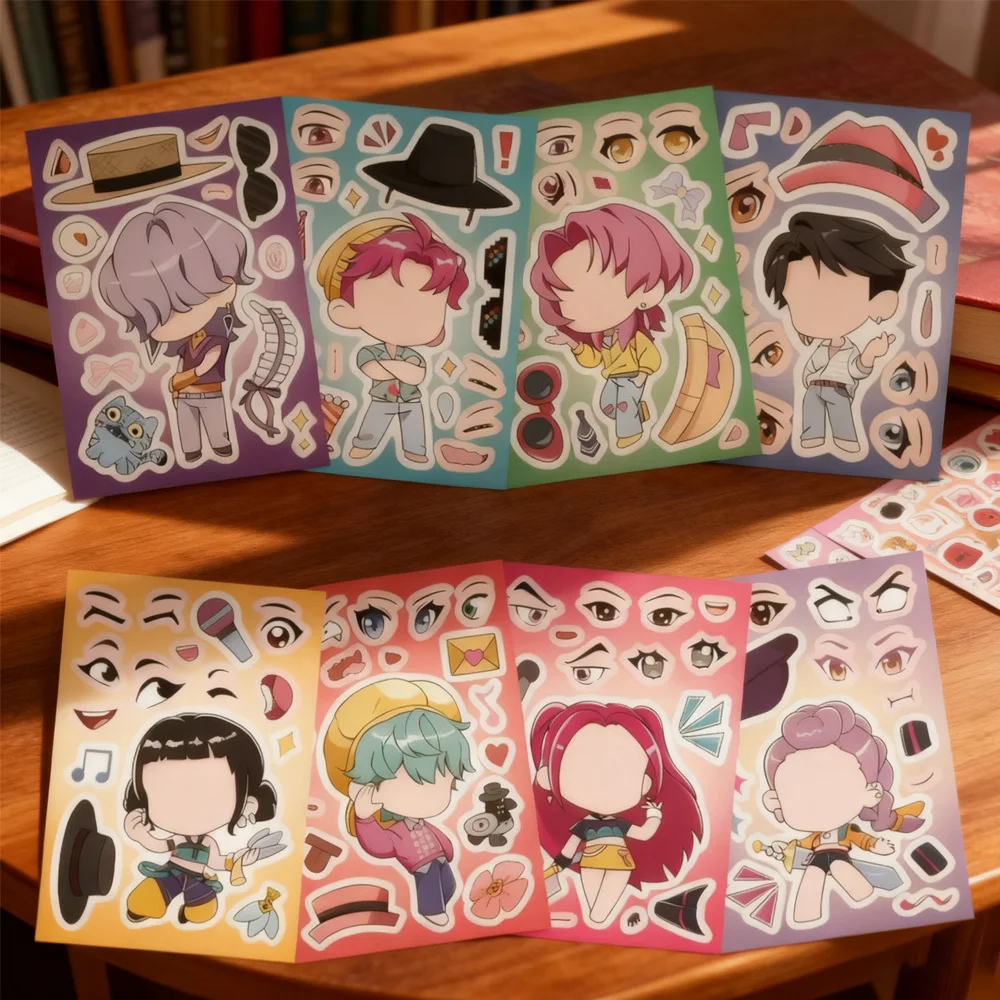 8/16 ورقة Kpop شيطان هنتر الكرتون الشارات مقاوم للماء DIY بها بنفسك سكرابوكينغ القرطاسية DIY بها بنفسك سجل القصاصات لطيف ملصق الهدايا