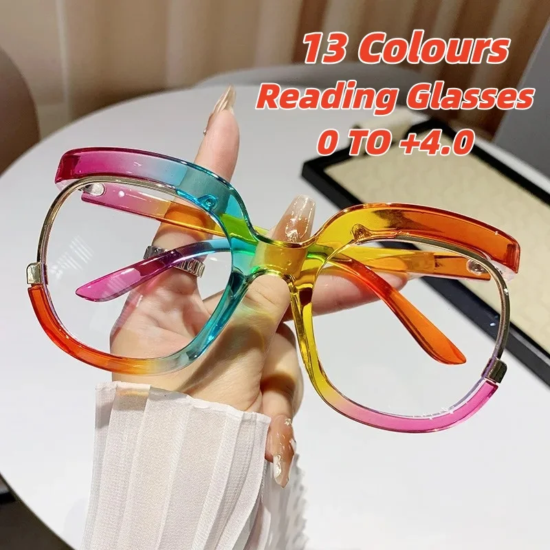 

Women Oversized Reading Glasses Men Anti Blue Light Presbyopia Glasses Fashion Unique Round Frames Decorative Eyeglasses Diopter
