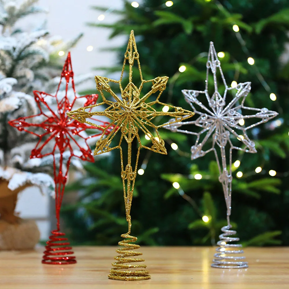 

1Pcs Christmas Star Tree Topper Gold Eight Pointed Tree Decoration Xmas Festival Party Ornament Christmas Star