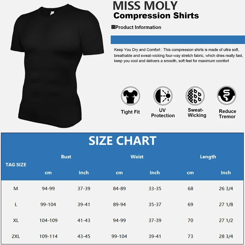 Camisa de compressão manga curta para homens Ginásio Fitness, Body Shaper, T-Shirt Sport Running, Tops Rashgard, T Secagem Rápida, Shapewear Masculino