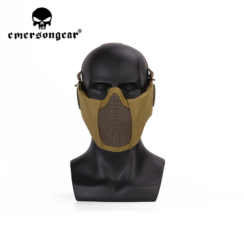 Emersongear Tactical Mask W/ Ear Protection Half Face Steel Headgear Headwear Airsoft Hunting Cycling Outdoor