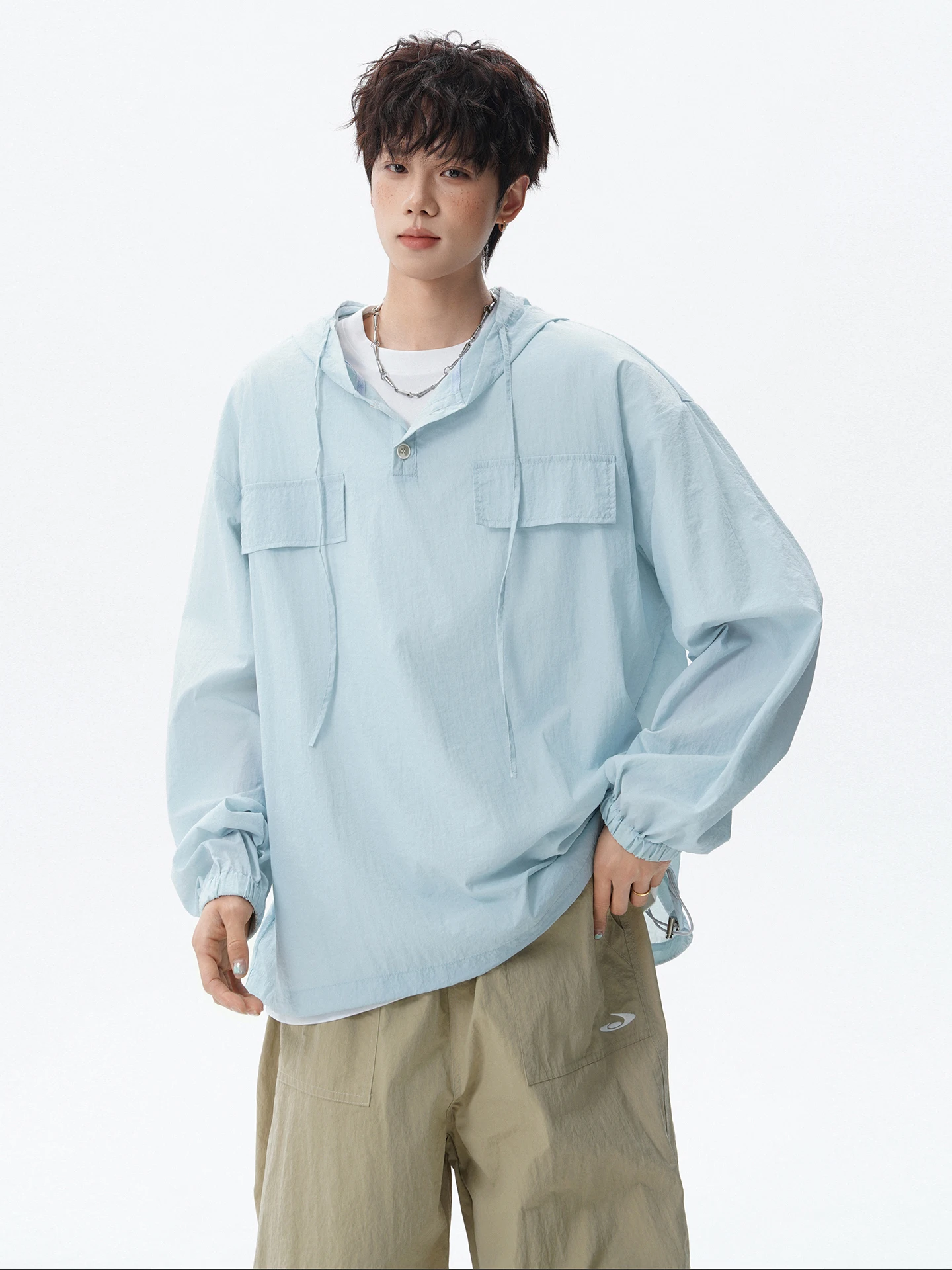 アイスシルク軽量通気性涼感日焼け防止服メンズ夏の新スタイル速乾性釣りコートジャケット