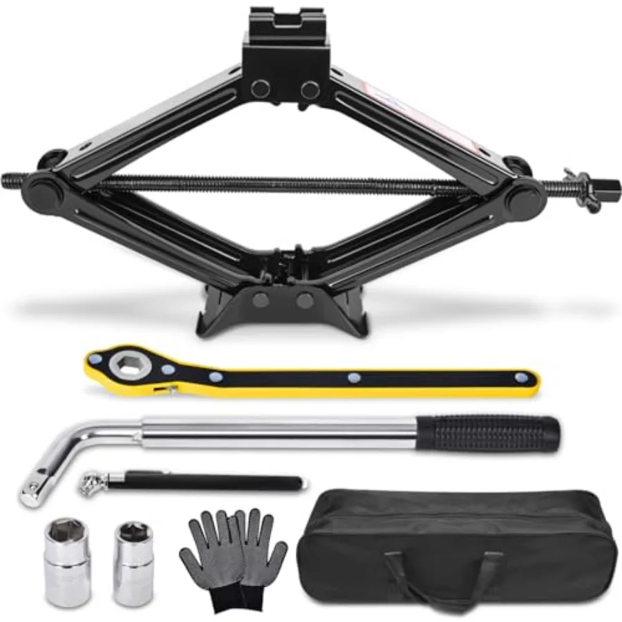 

Scissor Car Jack 2.5 Ton 5511 lbs Tire Changing Kit with Lug Wrench - Emergency Kit for Car, SUV, MPV