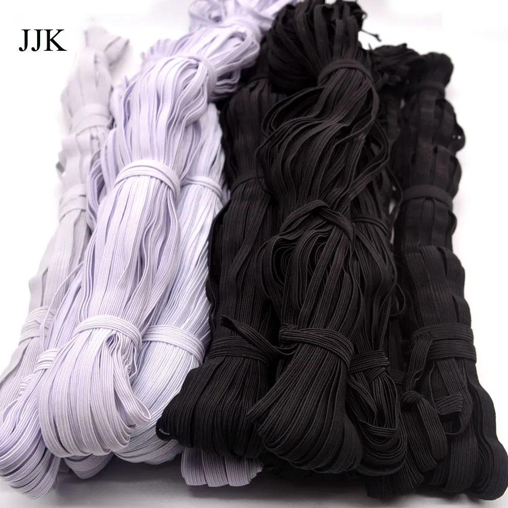 

3mm/5mm/6mm/8mm/10mm/12mm Narrow sewing elastic webbing black white for cloth pants bag home DIY tape bands sewing accessories