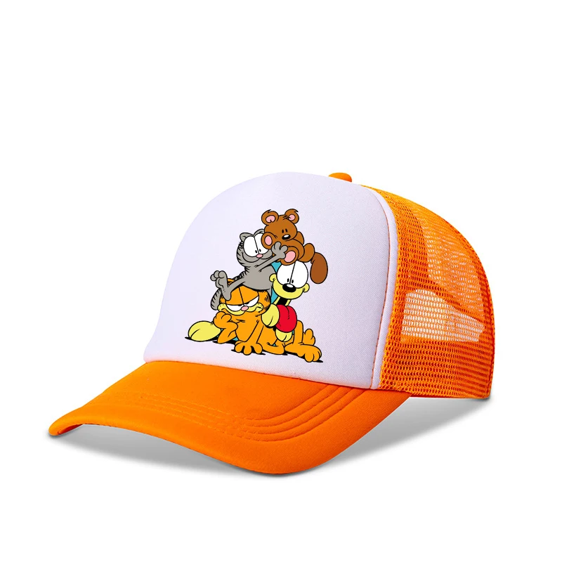 Garfield Kids Adult Baseball Caps Anime Cartoon Print Casual Duck Tongue Cap Summer Breathable Comfortable Mesh Hat Kawaii Gifts