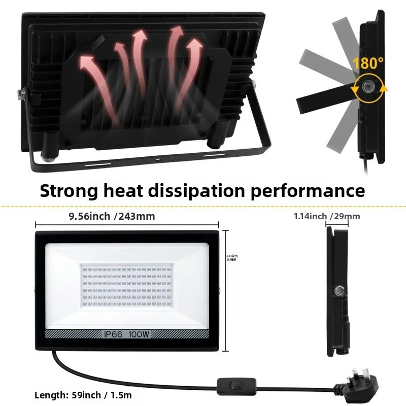 30 واط 60 واط 100 واط التوصيل الأشعة فوق البنفسجية أضواء سوداء IP66 المرحلة Blacklight الأشعة فوق البنفسجية تأثير الفيضانات ضوء لجميع القديسين عيد الميلاد الرقص ديسكو الطرف #2