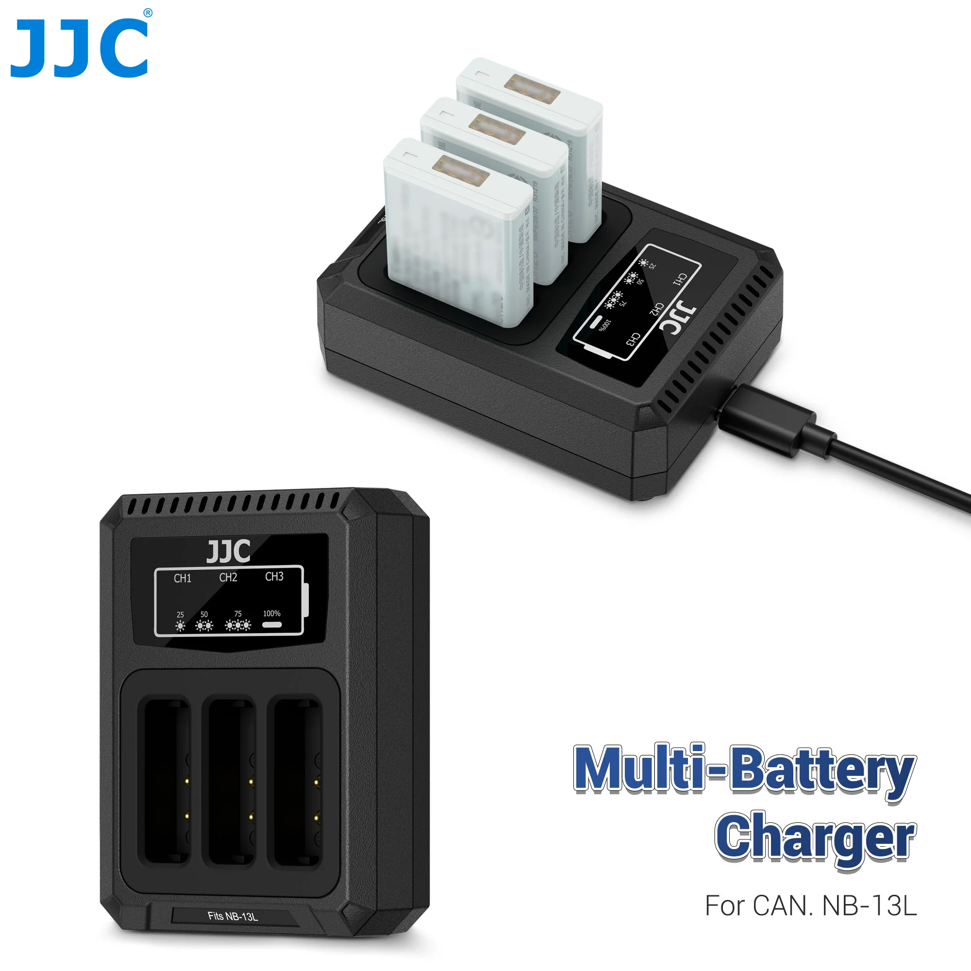 JJC USB Type C Camera Battery Charger for Canon G7 X Mark II