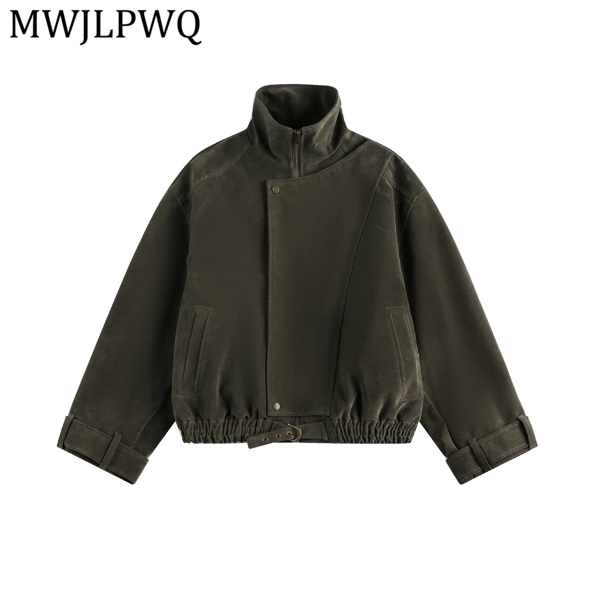 

MWJLPWQ 2026 Spring Tide New Leather Jacket American Retro Style Stand Collar Basic Unisex Casual Motorcycle Coat Street 13176