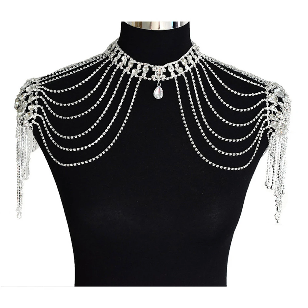 New Fashion Rhinestone Shoulder Chain Luxury Shining Wedding Party Crystal Shoulder Chain Bridal Jewelry Dressing Accessories