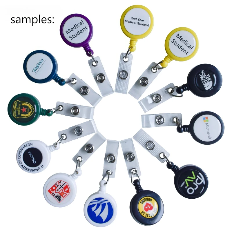 50pcs Personalized Card Badge Holder Reels with Clip Name Reel Round Office School Supplies Retractable Lanyard Badge Holder