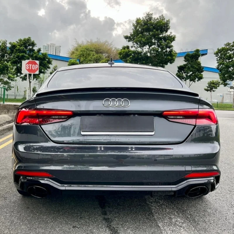

For Audi A5 A5 S-Line S5 RS5 B9 B9.5 F5 4Door (Not For 2Door Coupe) Sportback 2017-2025 HK Style Car Rear Boot Roof Spoiler Cap
