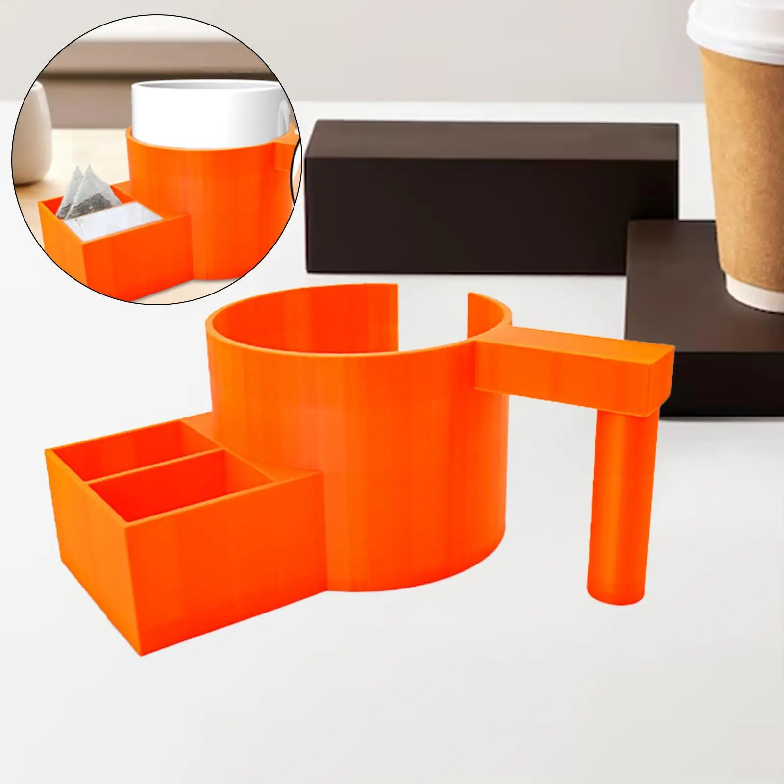 

Coffee Mug Holder with Double Compartment Cup Holder for Countertop Drink Carrier for Home Hiking Indoor Ourdoor Office Camping