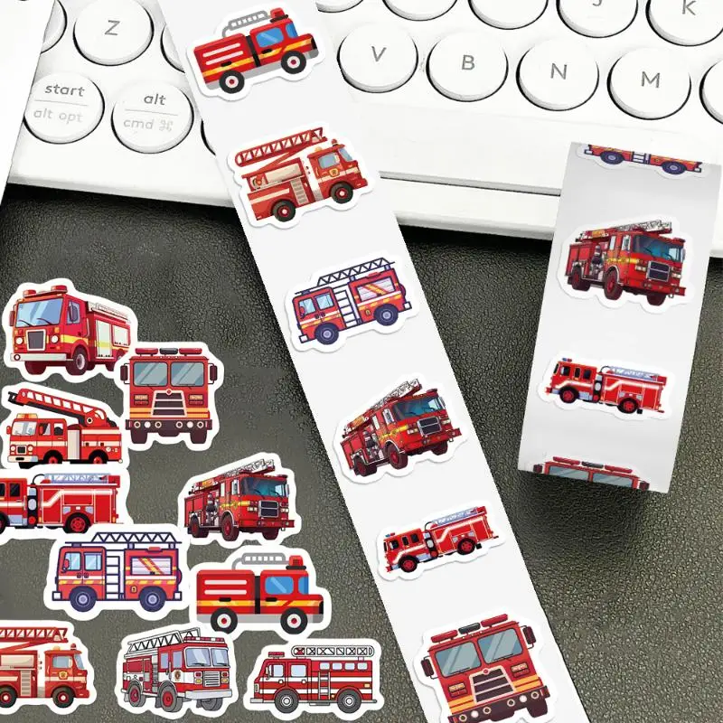 500Pcs Cartoon Art Gift Fire Truck Roll Graffiti Stickers Scrapbooking Living Room Phone Community Skateboard Nostalgia Decals