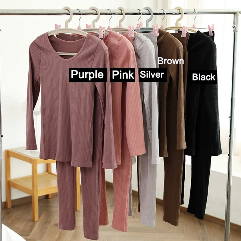 Warm Thermal Underwear Sexy Ladies Intimates Long Johns Women Shaped Sets Female Middle Collar Thermal Shaping Clothes 3