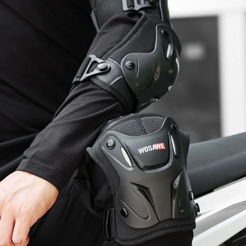 WOSAWE Adult Motorcycle Knee Pads Tactical Elbow Pads Hard Shell Anti-fall Anti-collision Sports Gear Equipment