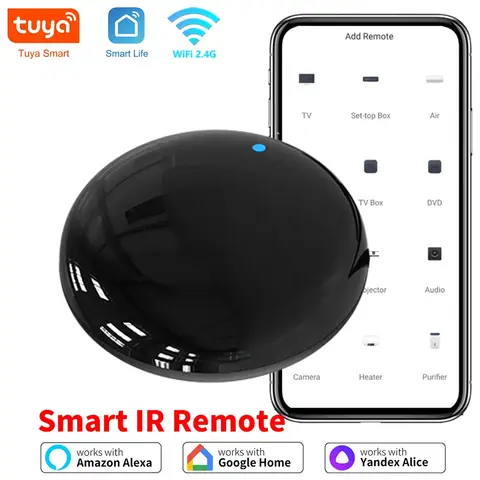 Tuya WiFi 스마트 IR 원격 제어 스마트 라이프 APP TV DVD 교체 AUD AC 원격은 Alexa Google 홈과 함께 작동합니다.