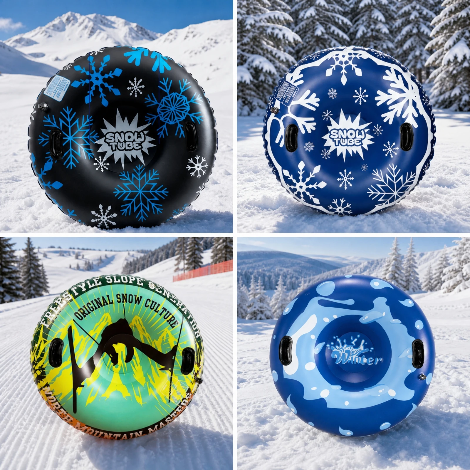 Singleperson Snow Tube 47-Inch Snow Tube with Handles PVC Heavy Duty for Outdoor Winter Recreation, Ski Trips