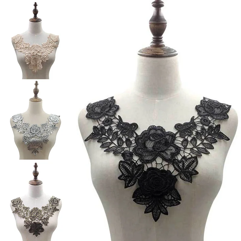 Lace Hollow Embroidered Collar Fake Collar Lace Flower Corsage Embroidered Collar Hollow Three-dimensional Decor Sewing Supplies