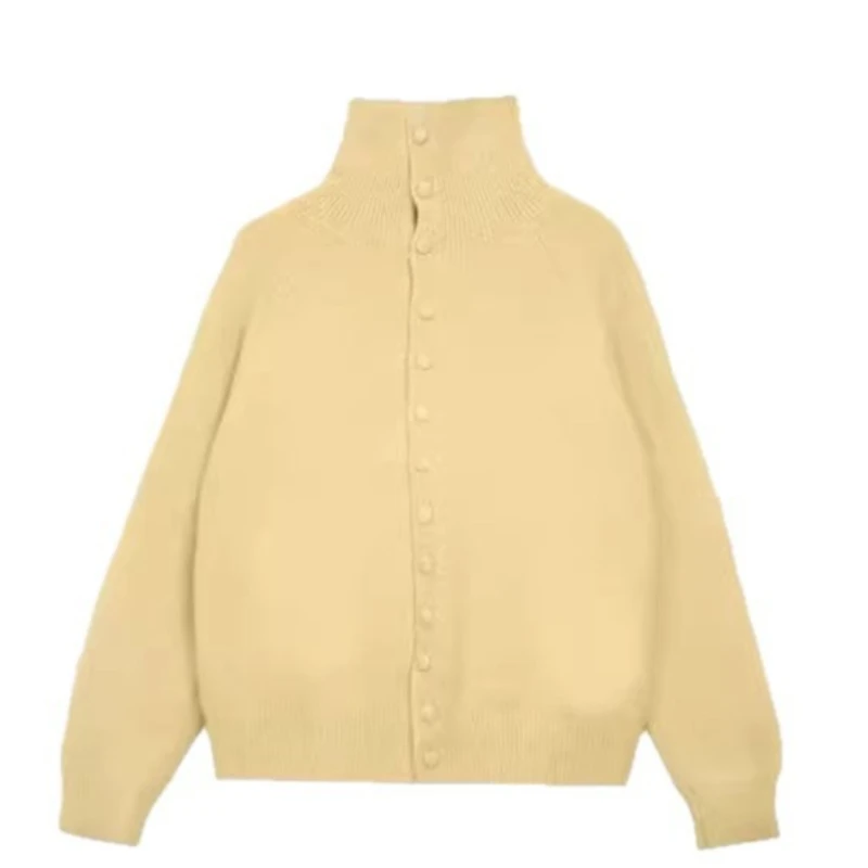 

Женский корейский мягкий восковой вязаный кардиган с ленивым ветром, кардиган Top Tide, осенне-зимний свитер с воротником-стойкой, куртка