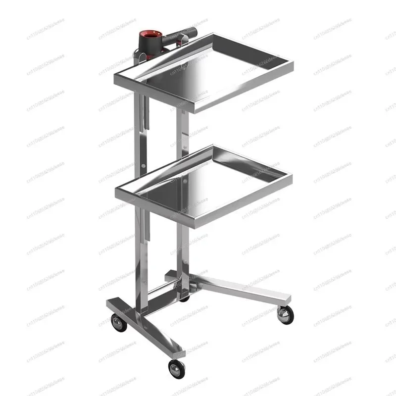 Stainless Steel Foldable Beauty Trolley – Barber Shop & Hair Salon Dedicated Tool Cart with Portable Design