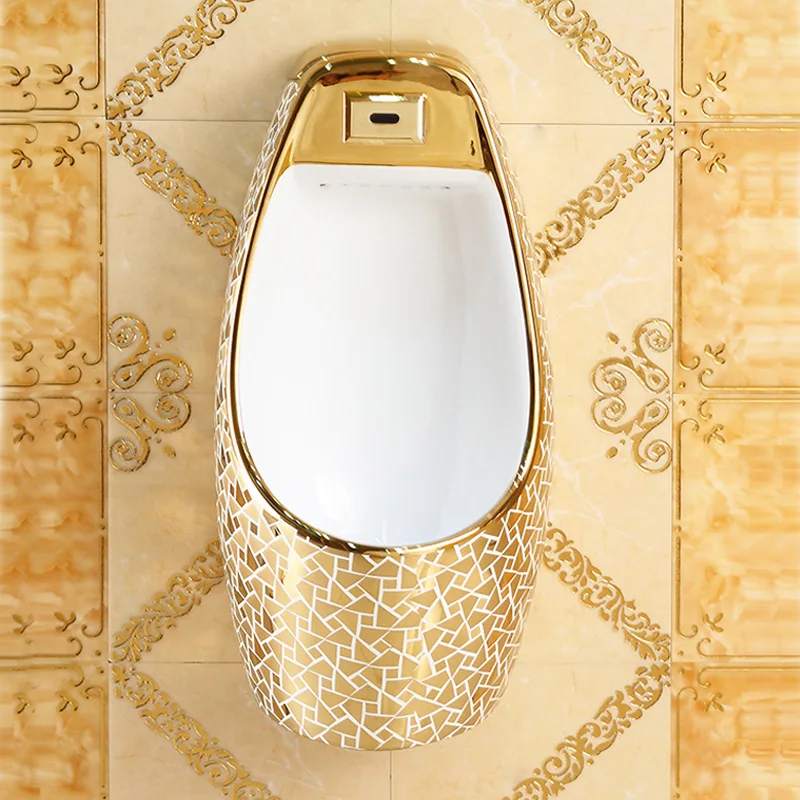 تصميم عصري بمستشعر تلقائي مثبت على الحائط من السيراميك الذهبي KTV للرجال في الحمامات أو الفنادق #4