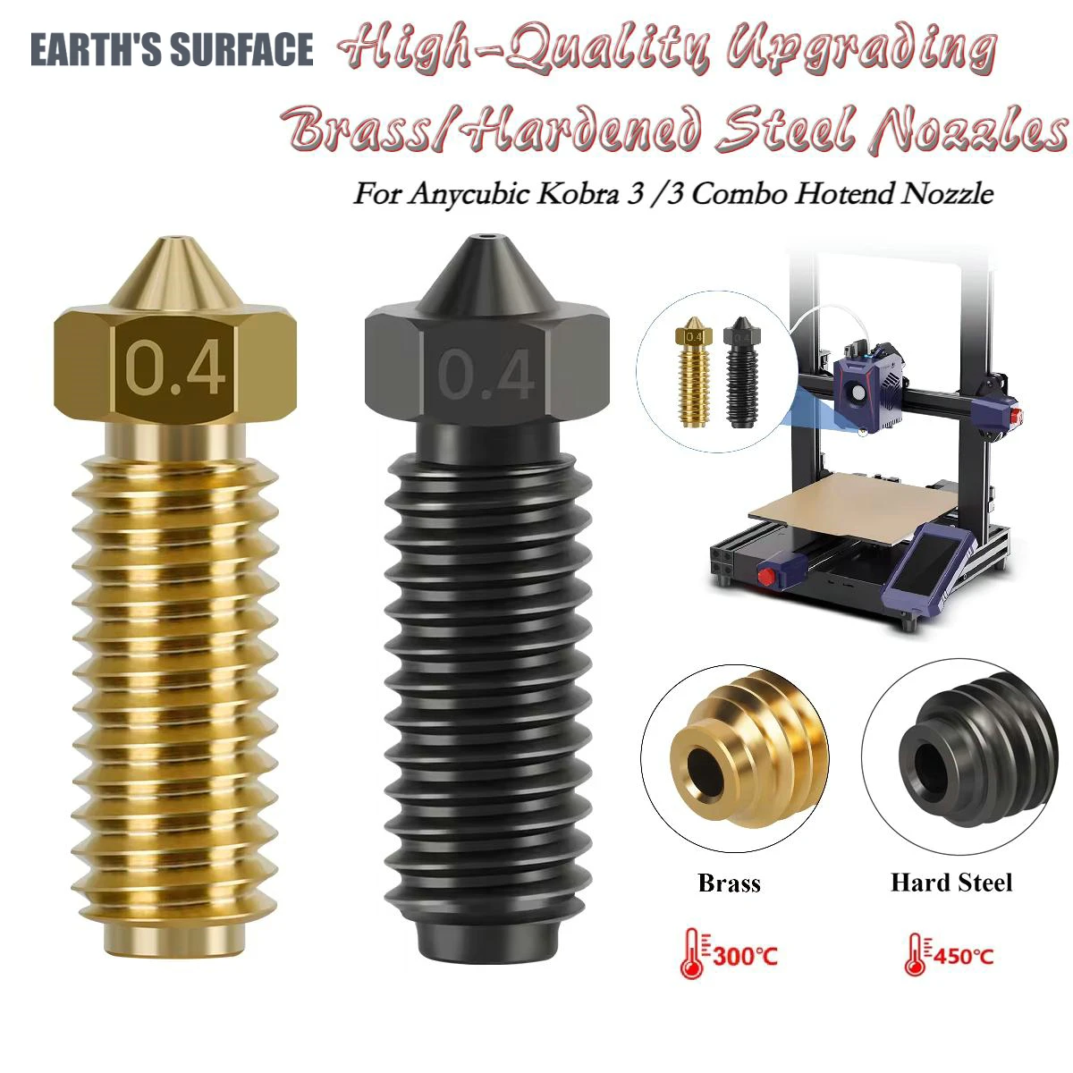 

Детали для принтера Kobra 3 /3 Combo Hotend Nozzle высококачественные улучшенные латунные/закаленные стальные сопла для запчастей Anycubic Kobra3