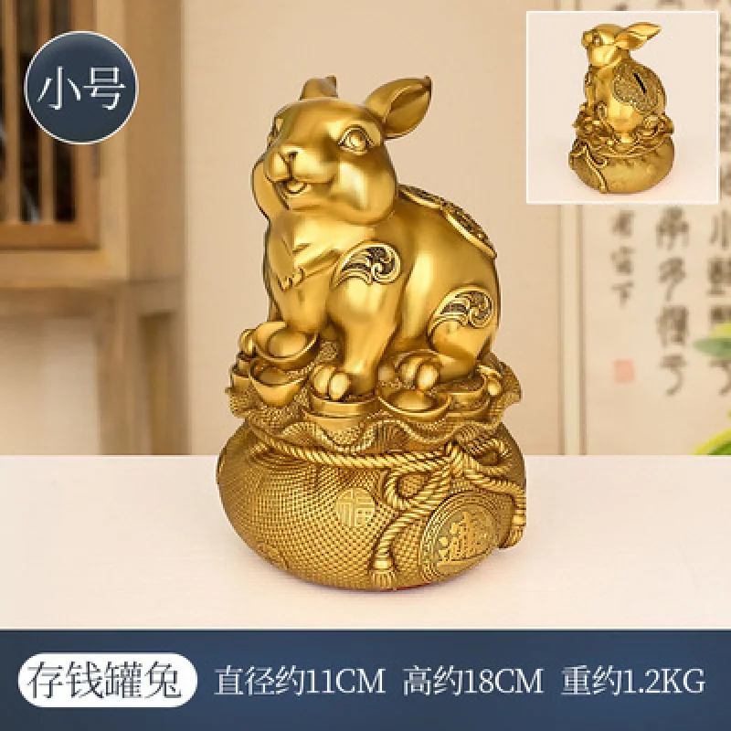

Ornament Pure Copper Money Saving Lucky Zodiac Rabbit Home Study Store Decoration Large Treasure Basin Mone