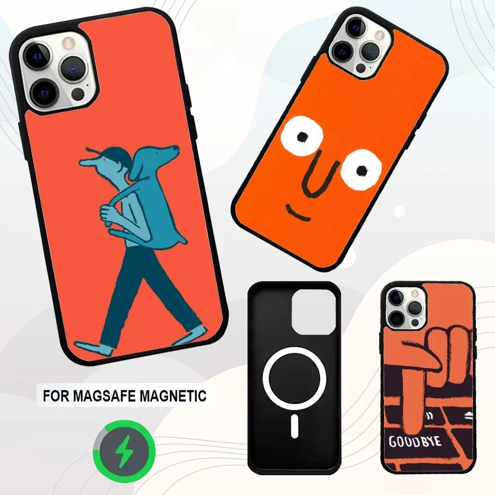 

J-Jean Jullien Art Phone Case For iPhone 16e,16,15,14,13,12,11,Plus,Pro,Max,Mini Magsafe Magnetic Wireless Charging