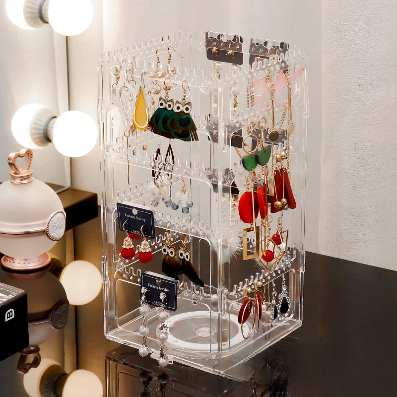 Rotating Jewelry Display Stand Earring Necklace Organizer Holder Home Use Jewelry Storage Box Wall Mounted Jewelry Rack