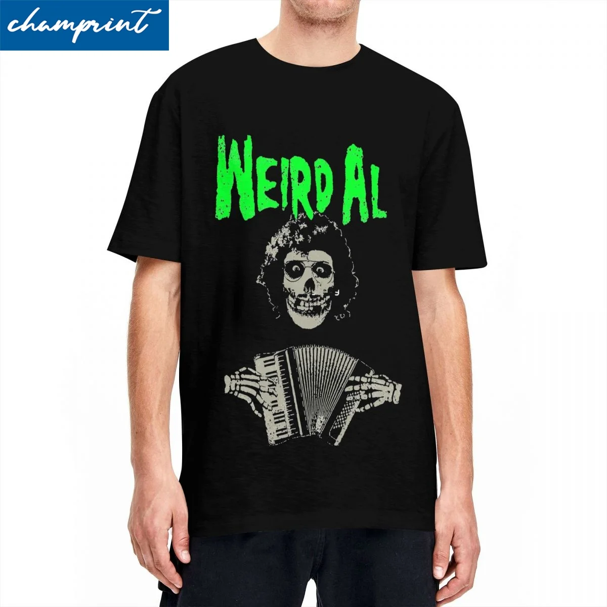 Weird Al Meets The Misfits Accordion T-Shirt for Men Women Humor 100% Cotton Tees Short Sleeve T Shirts Big Size Clothing