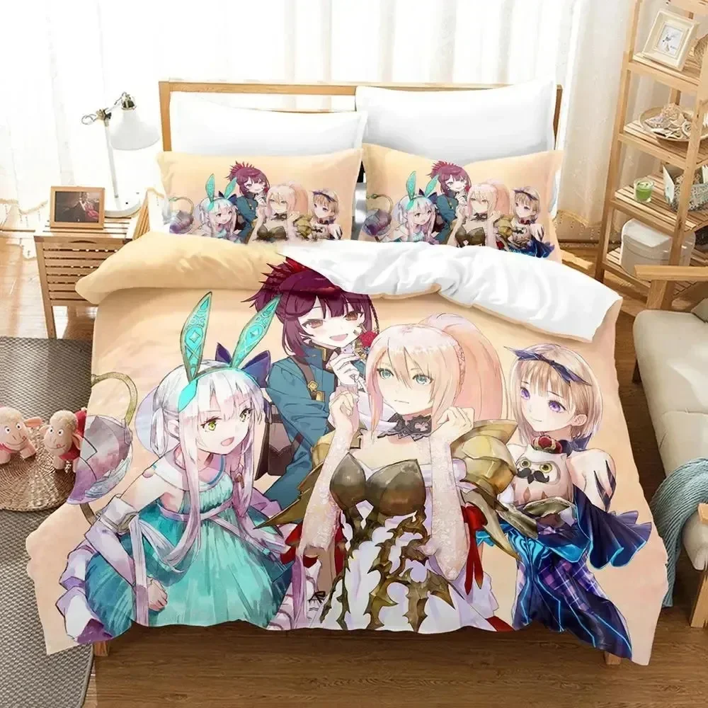 Atelier Sophie el alquimista del libro misterioso juego de cama impreso funda nórdica funda de almohada juego de cama sábana de lino funda de edredón