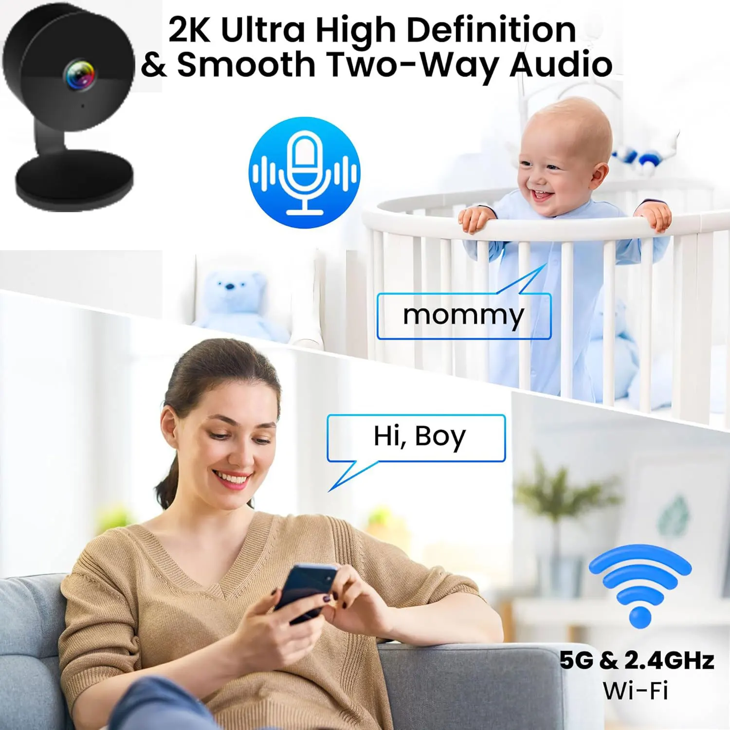5MP Magnetic Tuya Camera Wireless Mini Two-way Audio Color Night Vision Wifi Baby Monitor Cam Outdoor Wateproof CCTV Video Surve