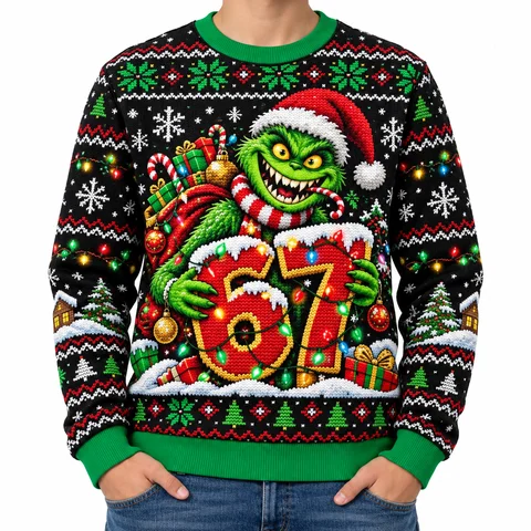 Ugly Christmas Sweater Kids Crewneck Sweatshirt Unisex Adult Youth Winter Holiday Party Funny Green Monster 67 Graphic Pullover