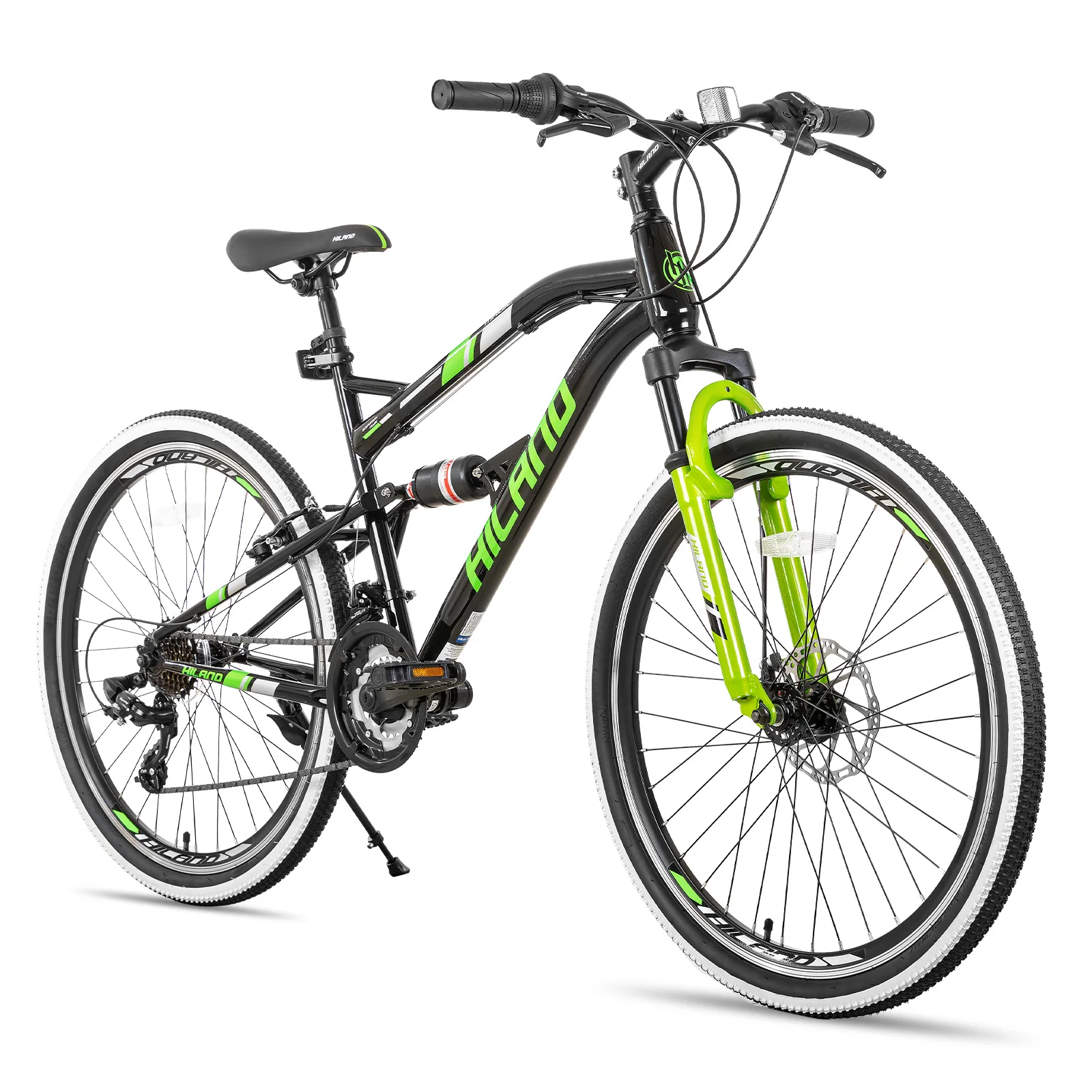 Hiland 26 Inch Mountain Bike,Full-Suspension 21 Speeds Drivetrain with Disc-Brake MTB Bicycle,for Men Mens Women Bike