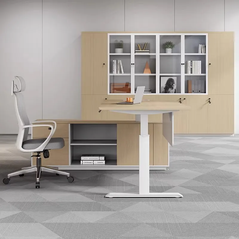 HYS Electric Intelligent Lifting Boss Desk Office Desk and Chair Combination Simple Modern President Manager Desk Office