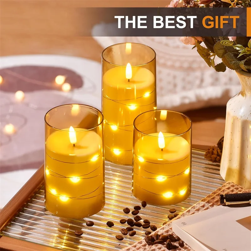 Flickering Flameless Candles Battery Operated Candles LED Candles with Remote Timer for Home Wedding Birthday Decor 3D Flame