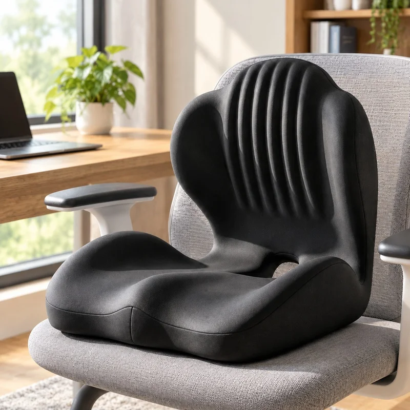 Comfort-Enhancing Memory Foam Back Support Pad for Car and Office Seating, Designed to Relieve Lumbar Pressure