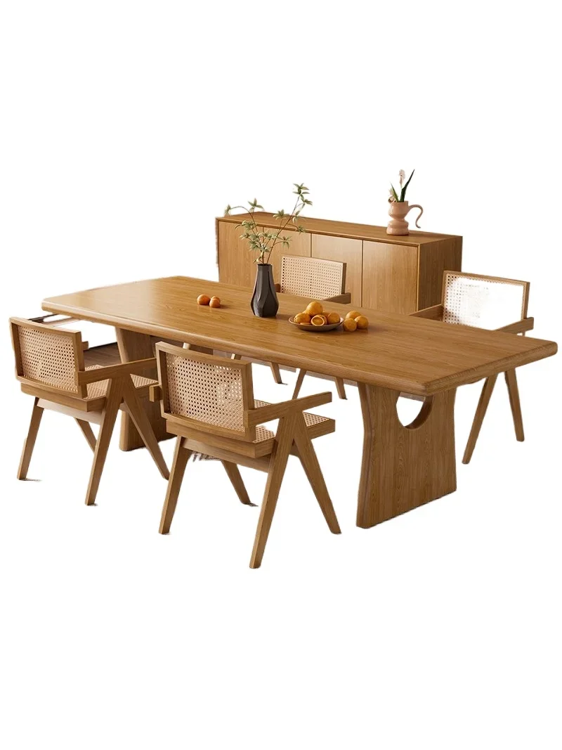 Solid wood dining table and chair combination rectangular household dining table restaurant homestay simple table living room
