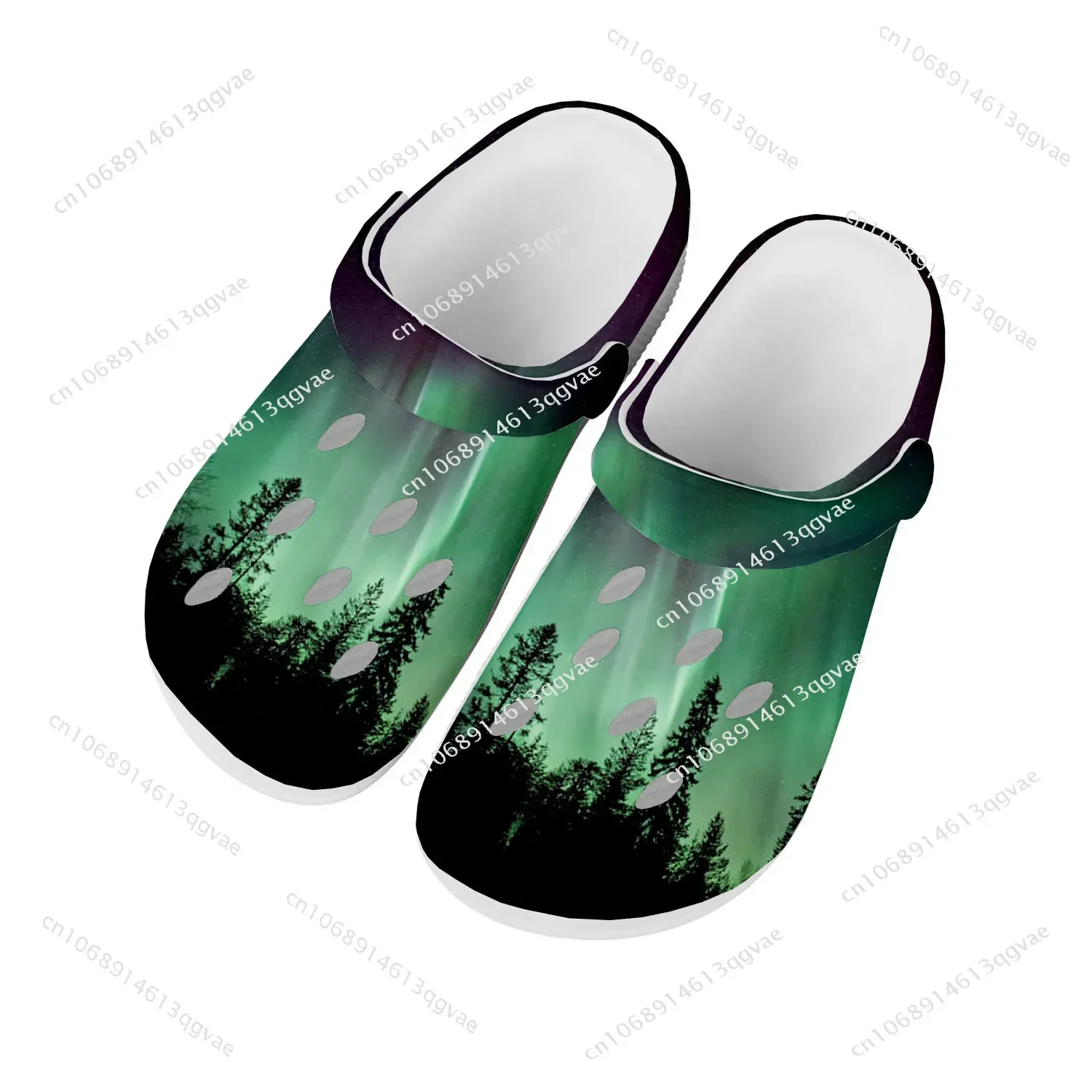 

Northern Lights Home Clog Mens Women Youth Boy Girl Sandals Shoes Garden Custom Made Breathable Shoe Beach Hole Slippers White